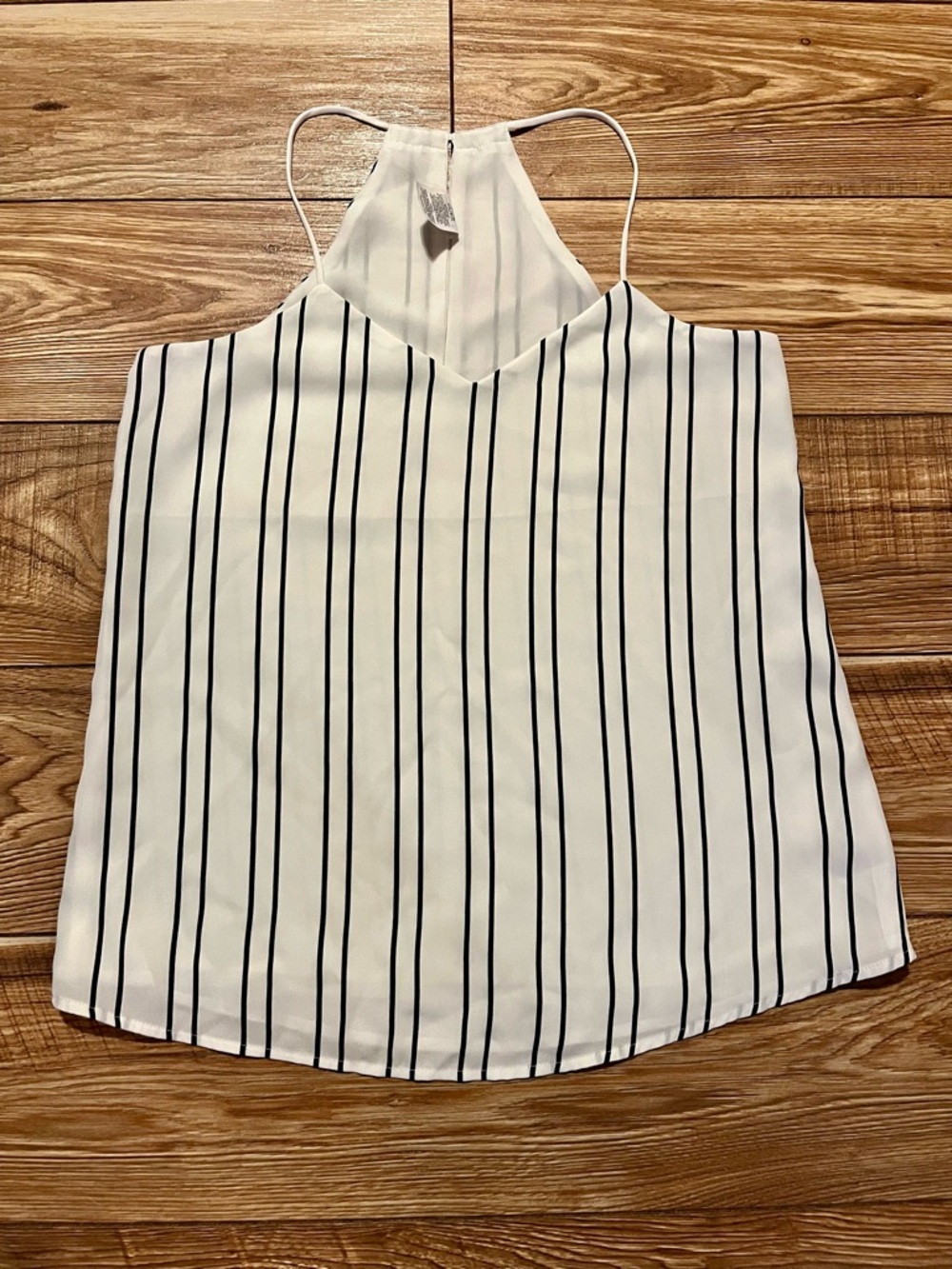 Express White Halter Camisole with Black Vertical Stripes